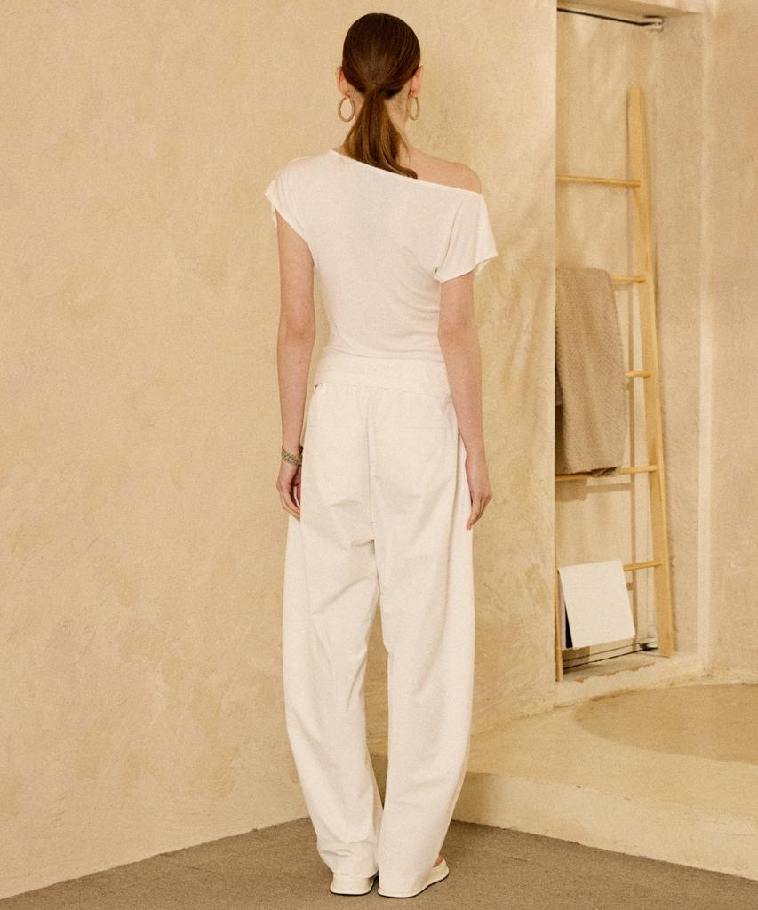 PADO SEOUL Stretch Nylon Barrel Pants White