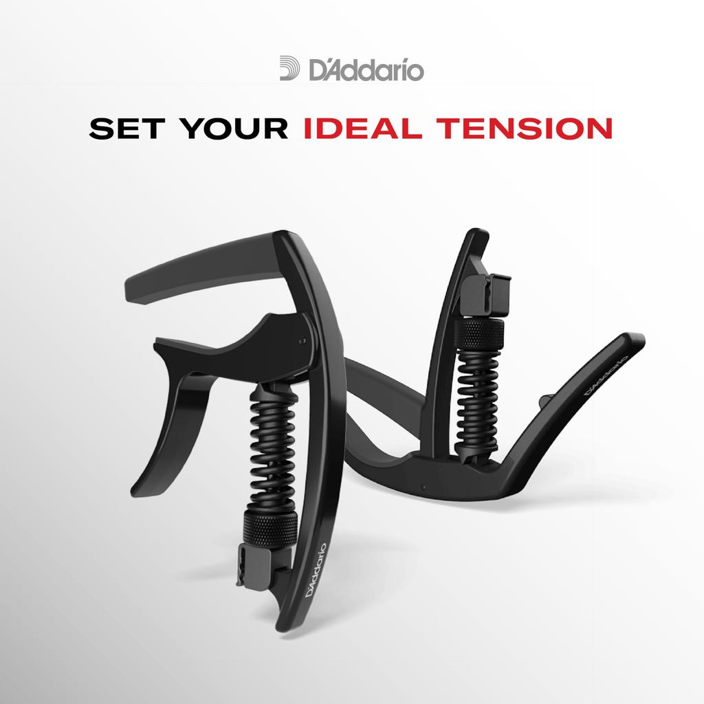 NS Capo for Electric and Acoustic Guitars D'Addario Tri-Action Capo, Silver, PW-CP-09S, One-Touch