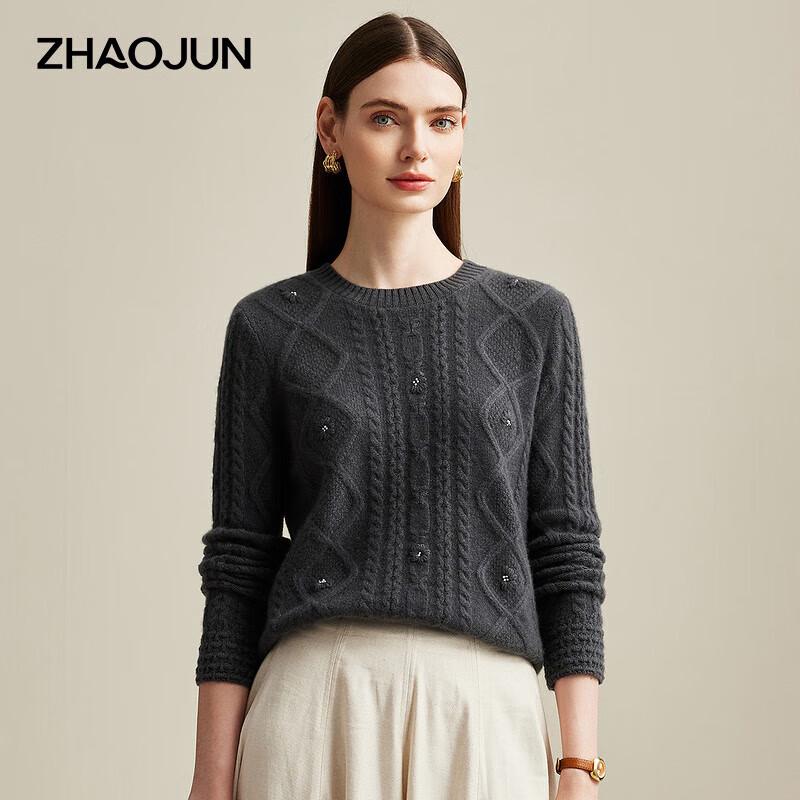 

Чжаоцзюнь Женский вышитый кашемировый свитер с круглым вырезом M