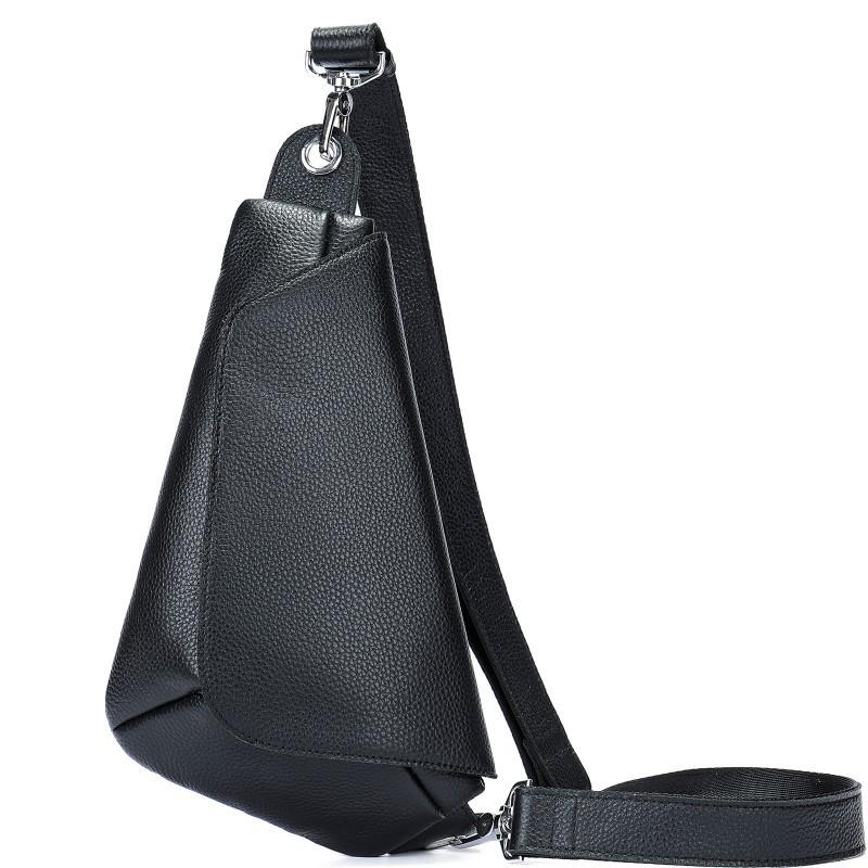 New Single Shoulder Backpack Fashion Head Layer Cowhide Versatile Trendy Men s Bag Genuine Leather Chest Crossbody чёрный