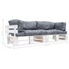 2 Piece Garden Pallet Sofa Set with Gray Cushions Pine Wood