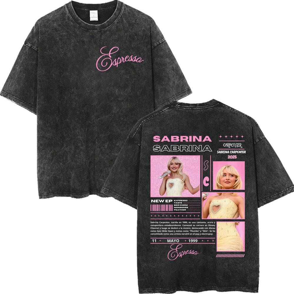

Sabrina Carpenter Album Poster Graphic T Shirt Men Women High Quality Vintage Washed Tshirt Summer Casual Loose Cotton Tshirts S