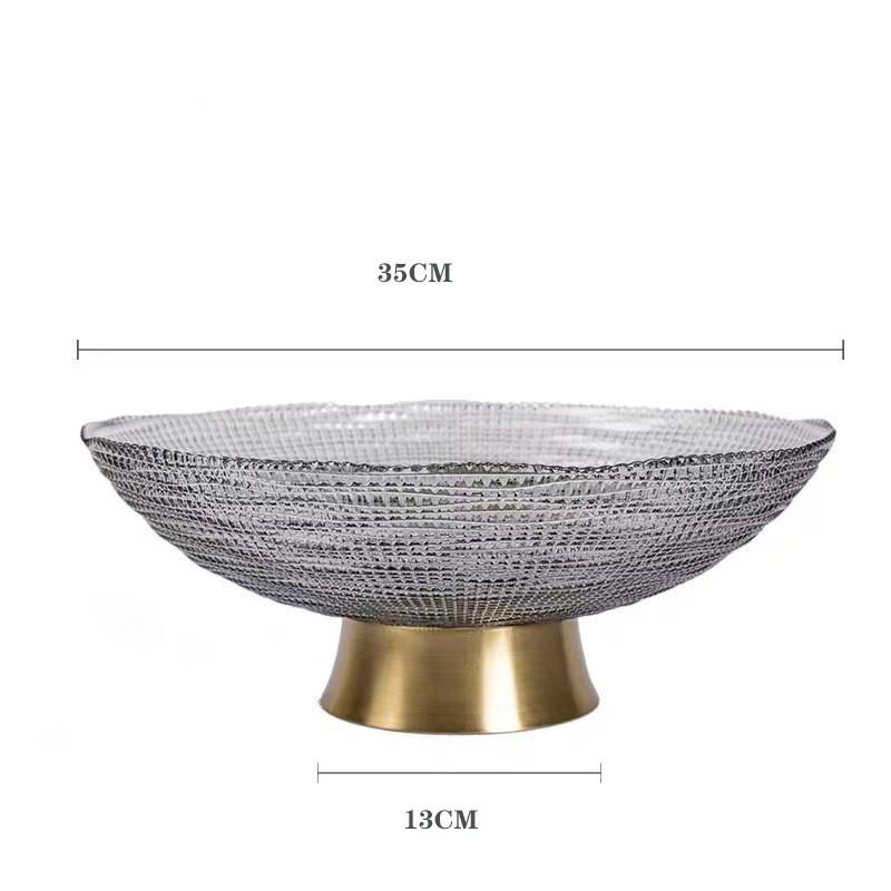 Modern Luxury Glass Fruit Plate European Pallet Decoration Home Living Room Candy Snack Tray Decorative Tableware