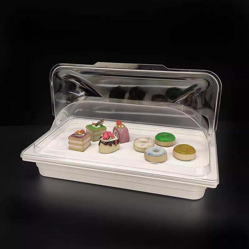 Clear Plastic Bread & Cake Display Tray with Insulated Dust Cover