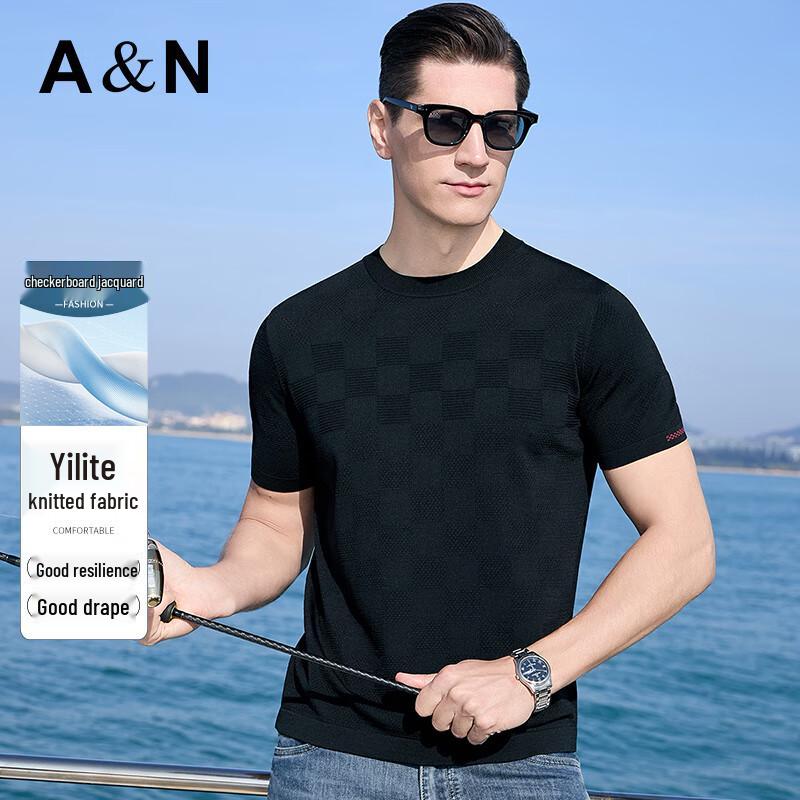 Men's Ice Silk Jacquard Short Sleeve T-Shirt
