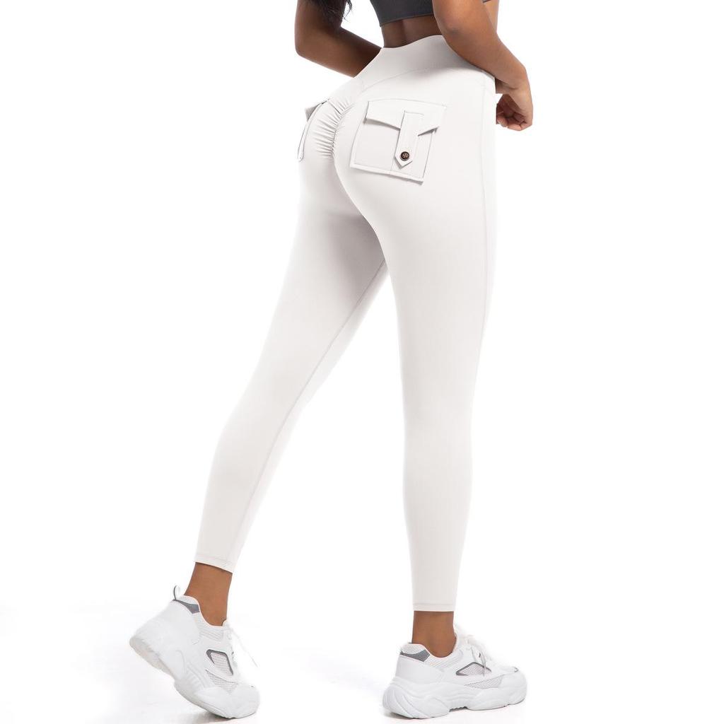European-American High Waist Elastic Peach Butt Leggings - Quick-Dry Yoga, Running & Fitness Pants with Hip Lifting Button.