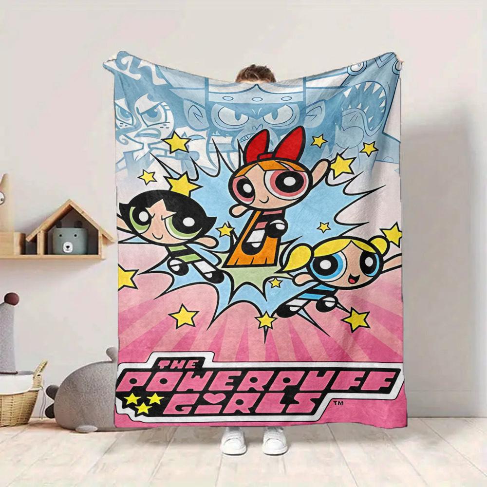 1pc Powerpuff Girls Blanket Lightweight Flannel Throw For Sofa, Bed, Travel, Livingroom, Office, Couch, Chair, And Bed