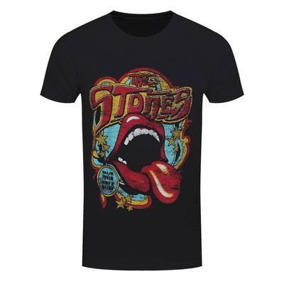 Rolling Stones T-Shirt Retro 70er Tour Offiziell Schwarz Neu