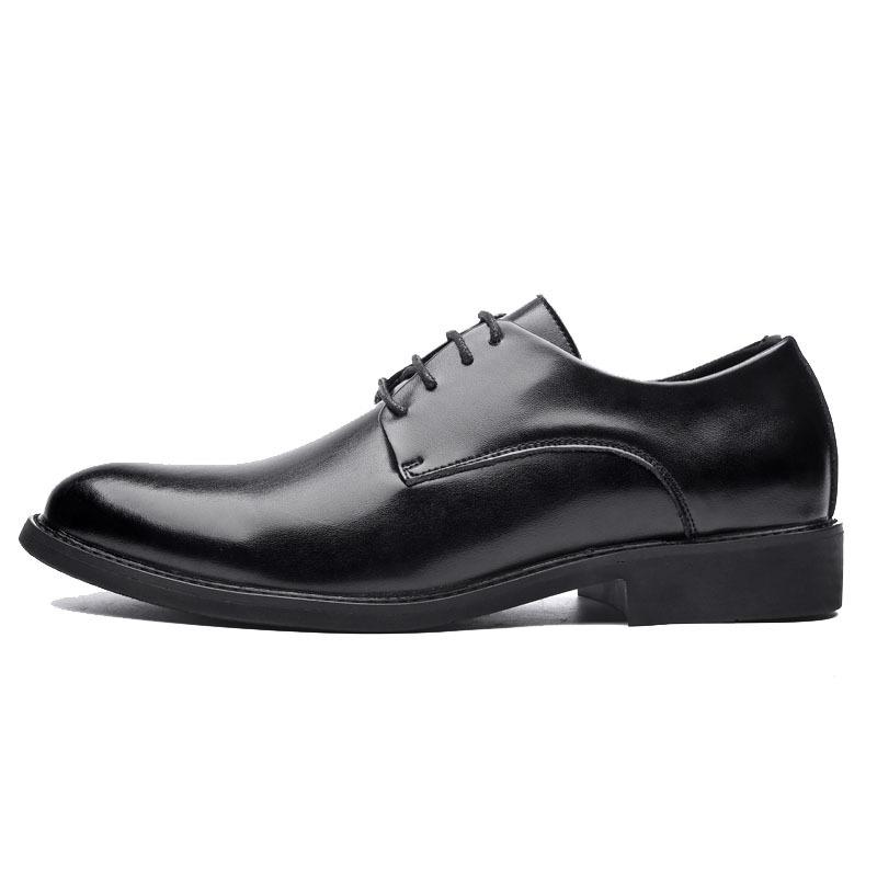 Spring and Autumn Casual Business Leather Shoes Korean Edition British Breathable Dress Leather Shoes Men's Pointed Leather Black Wedding Shoes