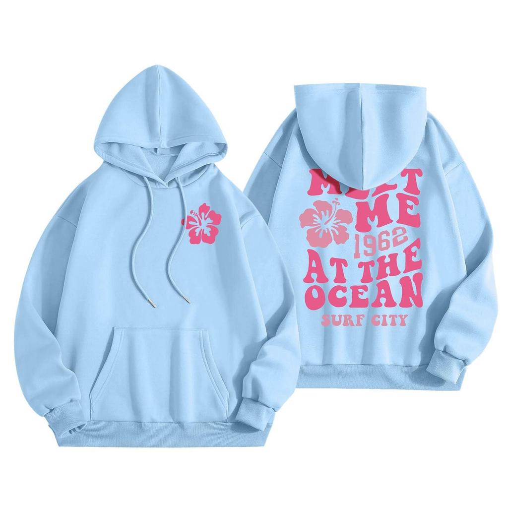 Letter Print Drop Shoulder Hoodie, XS-5XL, Autumn Collection for Men and Women
