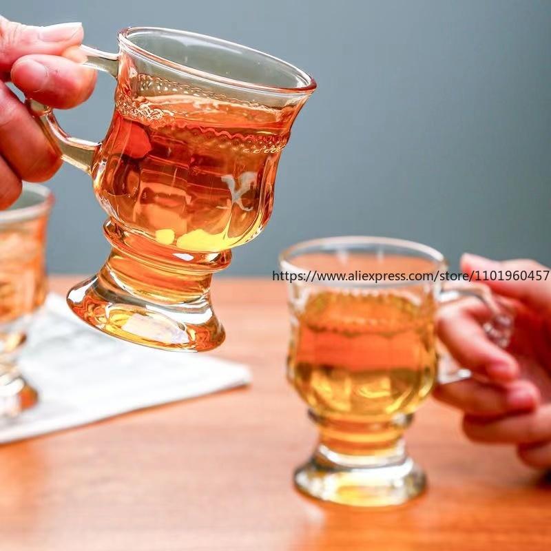 4er-Pack Retro Europäischer Stil Tasse, Amberglas Tasse, Getränkebecher, Haushalt Große Kapazität