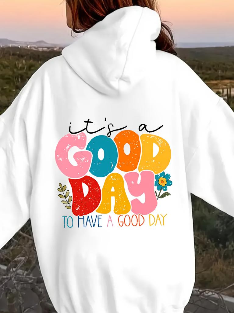 Women '' Beautiful Day 'Printed Hoodie Loose Casual Hoodie Comfortable 2025 Autumn Winter Top Cute Style Casual Clothing