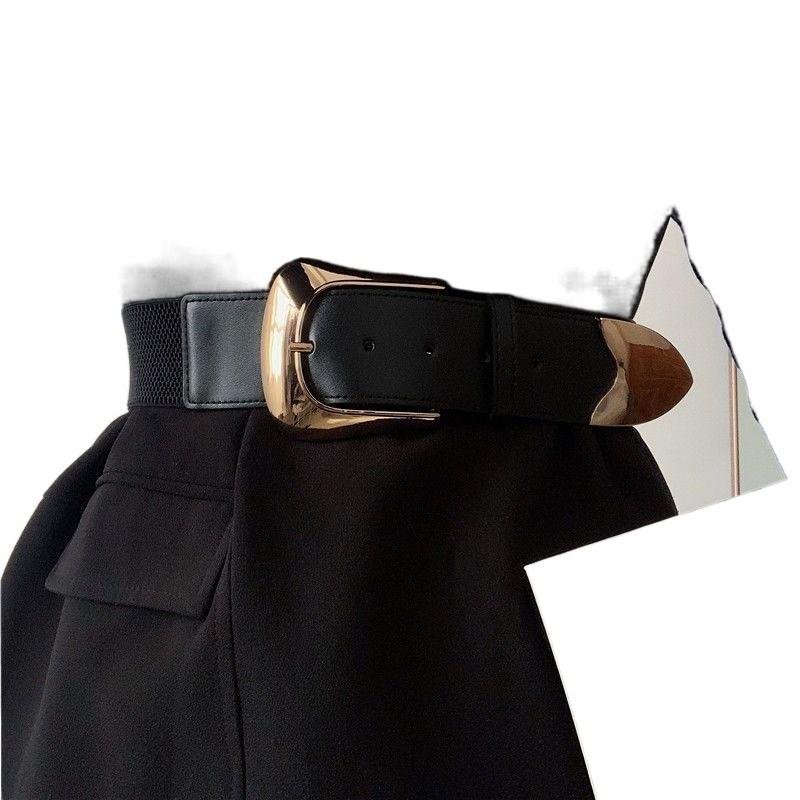 Black Wide Elegant Pu Belt For Women Versatile For Dresses And Styles Casual