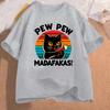 Pew Madafakas Cat Print T-shirts Summer Cute Funny Casual Fashion Men Women Comfort Short Sleeve Tops Oversize O-Neck T-shirts