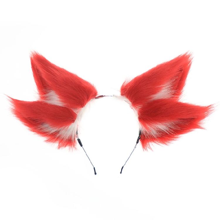

Eye Catching Red Nine Tailed Foxes Ears Headbands Party Costume Headwear Cosplay Hairband for Fashion Anime Fans 1 червоний
