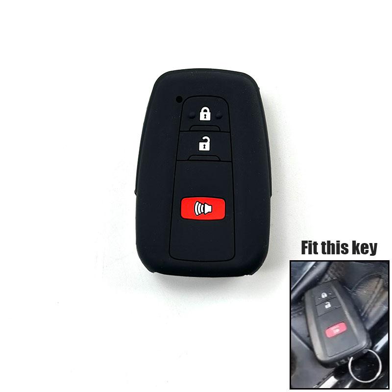 

Silicone Key Case For Toyota Camry CHR Corolla RAV4 Avalon Land Cruiser Prado Prius Remote Fob Cover 2 3 4 Button 2017 2018 W type Black