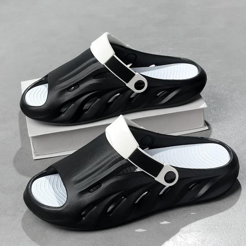 Fashion Men's Summer Big Head Clog Shoes Outdoor Beach Sandals Slip-On EVA Synthetic Upgraded Version Comfortable Breathable Zapatillas