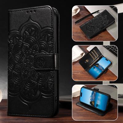 Press Sunflower Phone Case for Samsung Galaxy S10 S20 S21 S22 S23 S24 25 M53 Note10 Series Clamshell, Wallet, Faux Leather
