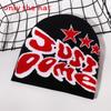 Knitted Hat Retro With Letter And Star Embroidery Design For Hip Hop Look Street