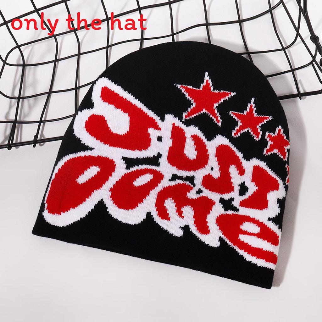 Knitted Hat Retro With Letter And Star Embroidery Design For Hip Hop Look Street