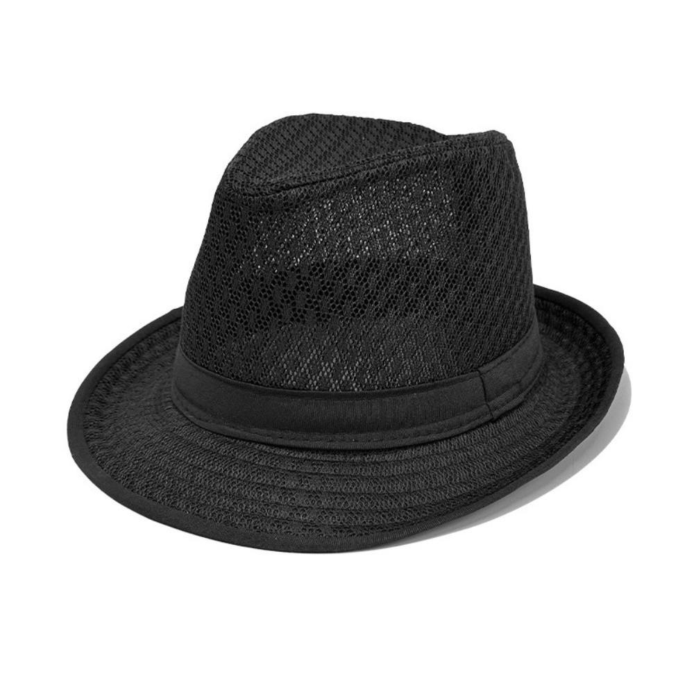 Mesh Western Cowboy Hat Breathable Jazz Fedora Hats New Roll Brim Cowgirl Cap  Outdoor Riding