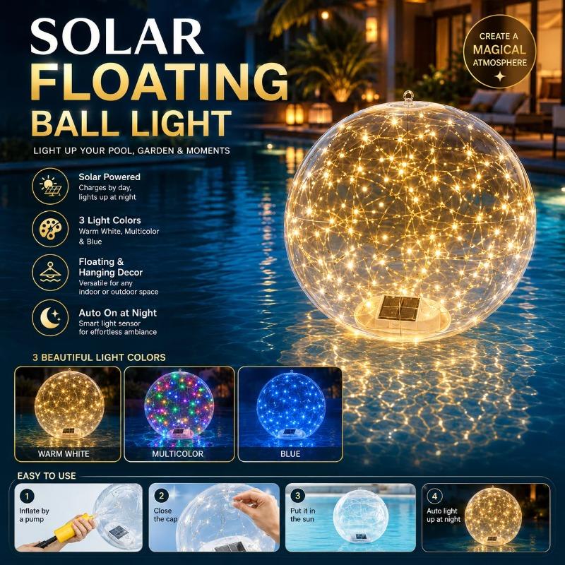 Solar Floating Ball Lights with 8 Modes LED Glow Balls, Warm White Multicolor Blue Waterproof Lights for Garden Patio Pond Pool Party Decor