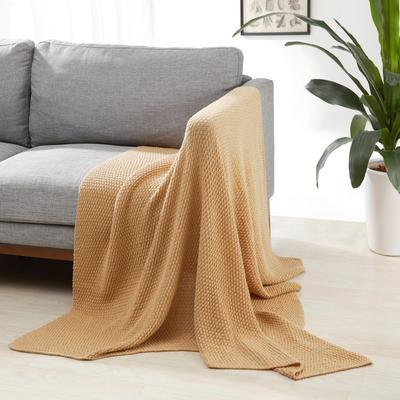 Amazon Basics Knitted Throw Blanket, All Seasons, Recycled Polyester, 127 X 152 Cm, Sand