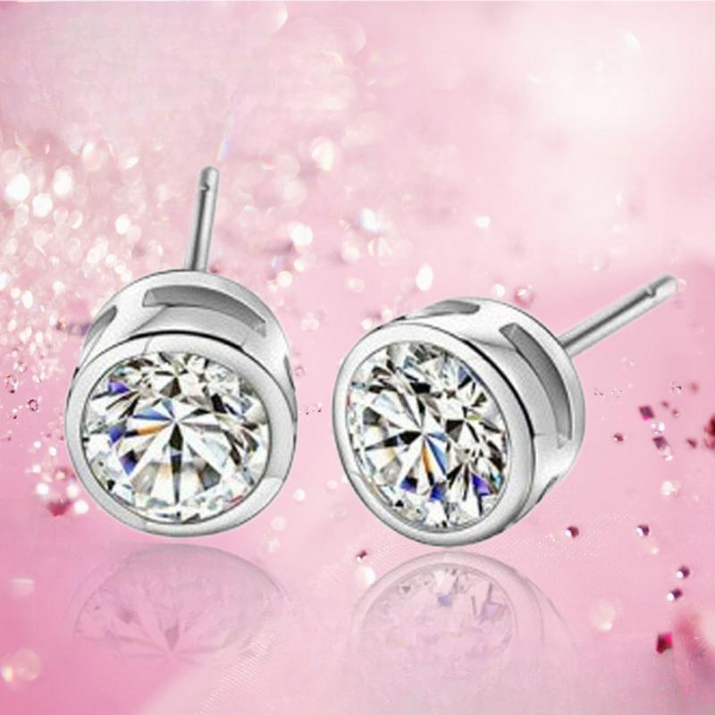 

Круглые серьги-гвоздики из стерлингового серебра 925 пробы, инкрустированные стразами, в корейском стиле, простые модные серебряные украшения