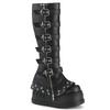 Fashion Black Platform Shoes Long Boots Women's Style Metal Belt Long Boots