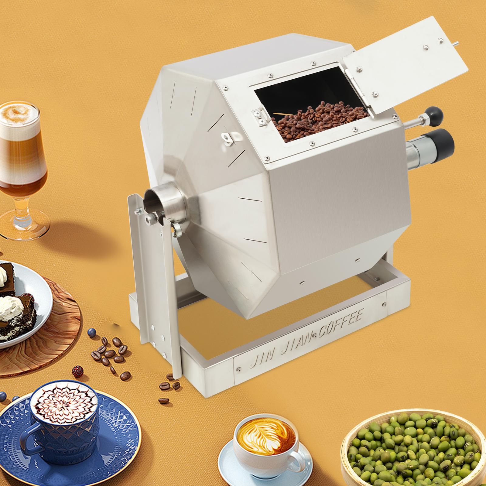 

14,5 л На газовых плитах Ростер для кофейных зерен, Серебристая нержавеющая сталь Автоматическая машина для обжарки кофе 30*18*34,5 см для дома US серебряный