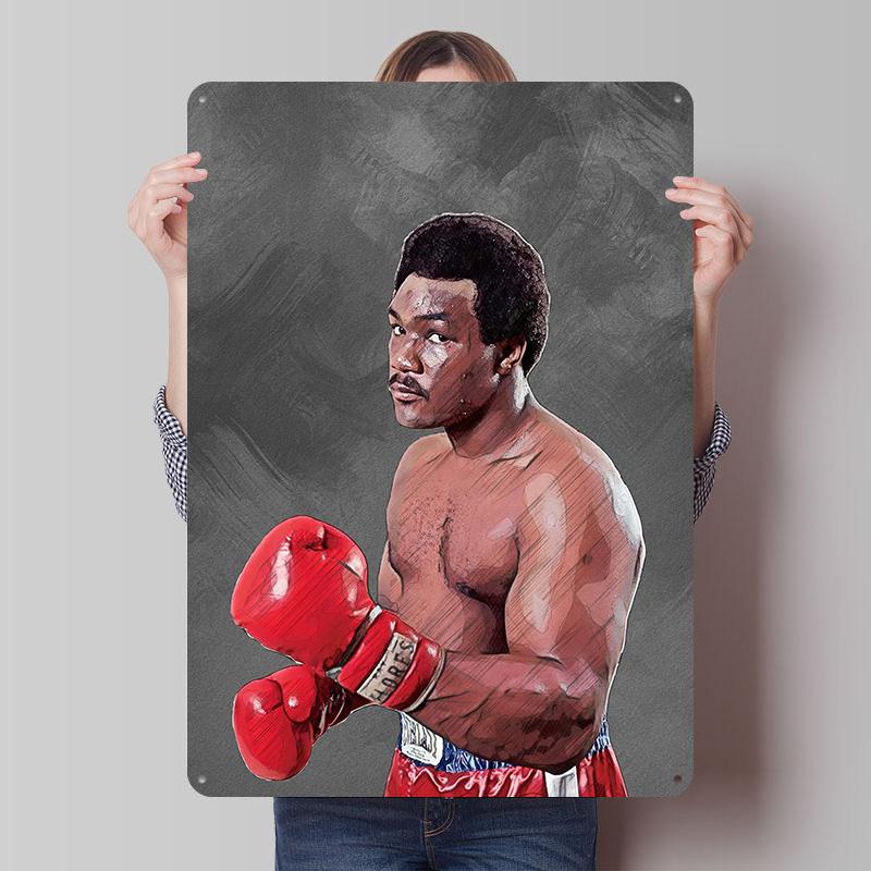 George Foreman Boxer Metal Posters Custom Vintage Metal Signs Wall Art Tin Plaque for Man Cave Bar Accessories Home Decoration