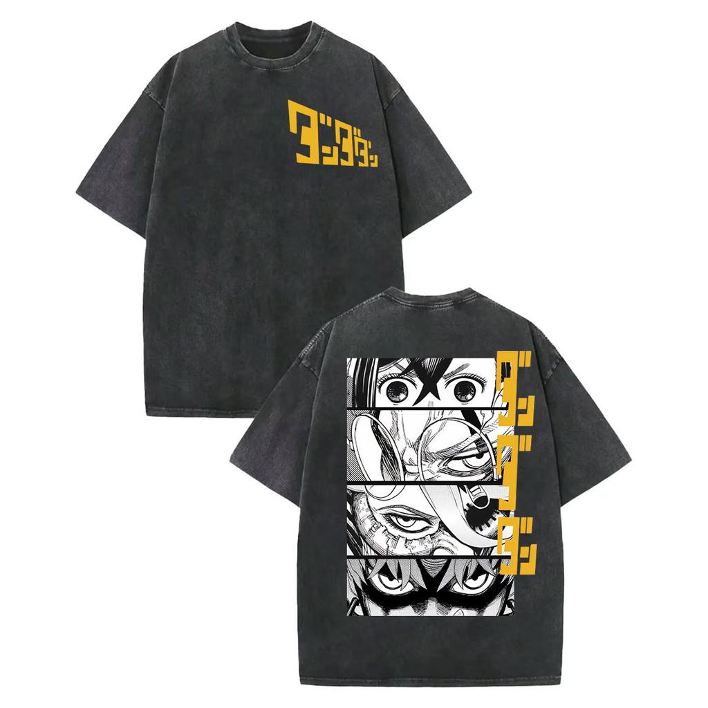 Camiseta Anime Japonés Dandadan Lavado Vintage Hombre Mujer Harajuku Dibujos Animados Manga Corta Camisetas Moda Camisetas Oversize