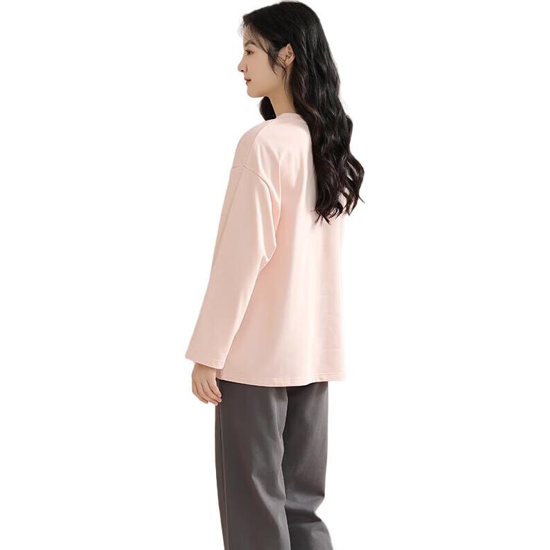 XUEXIMAN Women's Cotton Pajamas with Chest Pads, Sweet And Cute Long-Sleeve Two-Piece Set, Casual Comfortable Loungewear Suitable for Outdoor Wear
