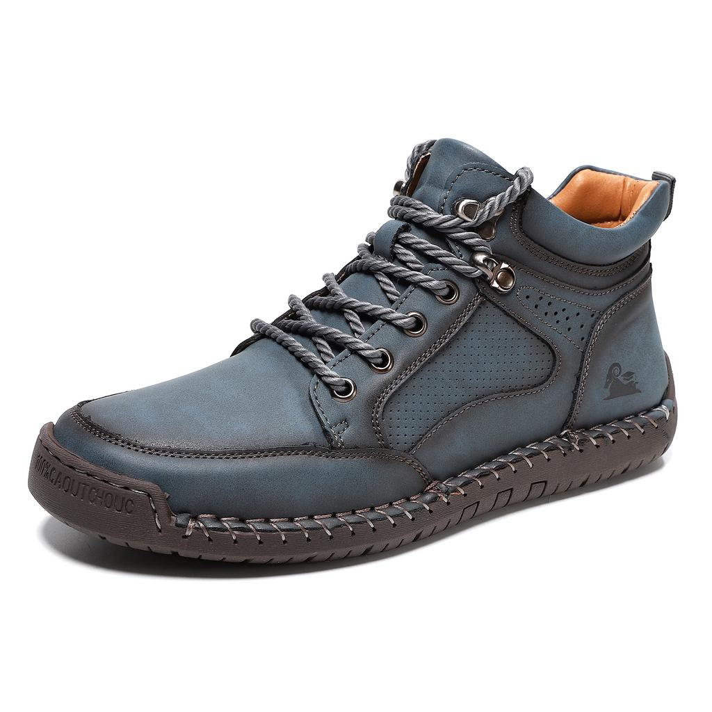 Large Size 48 Men's Shoes Fashion Handmade Leather Casual Shoes Classic Lace-up Men's Ankle Boots High Top Sneakers Botas Hombre