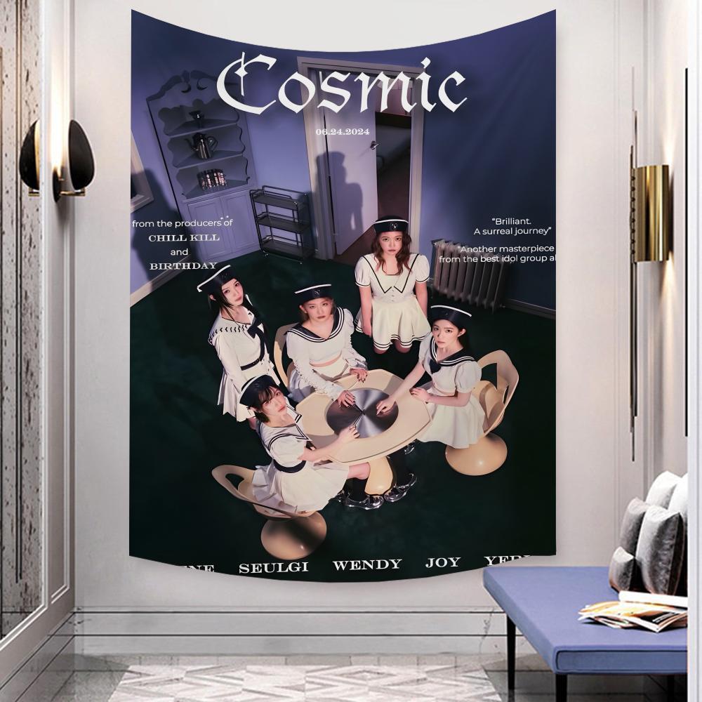 Kpop Band Rred Velvet Tapestry Microfiber Wall Hanging For Bedroom Living Room Decor Outdoor Festival Garden Bar Background