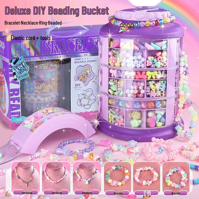 DIY Mädchen Perlen Schmuckschatulle: Prinzessin Armband & Halskette Puppenspielzeug Geschenk