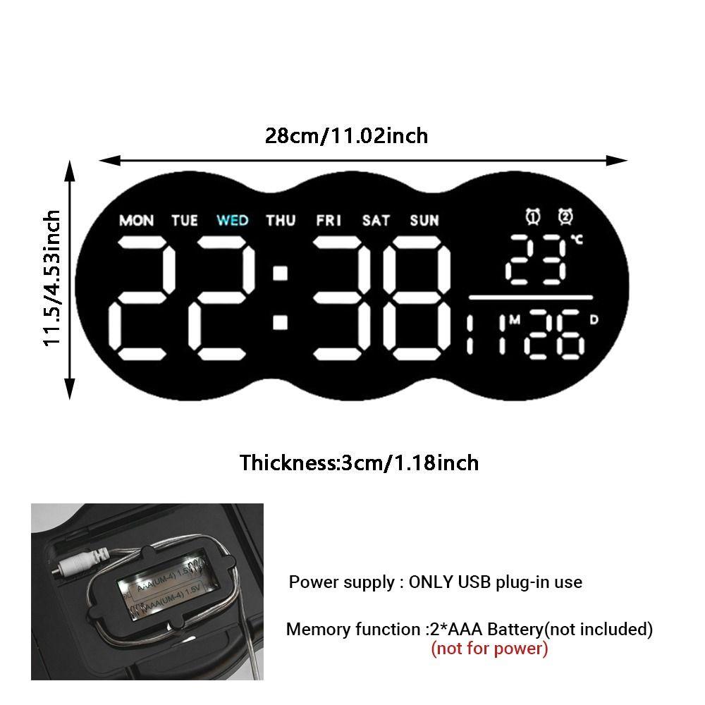 With Ambient LED Light Digital Wall Clock Multi-functional Alarm Clock  Desk Clock