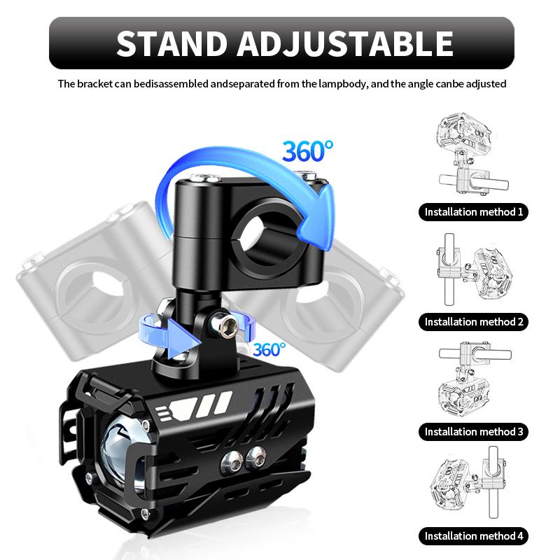 1set Motorcycle Led Spotlight 18000LM 12v Electric Vehicle Auxiliary Far And Near Light Tangent Light Fog Lights Flashing Lens