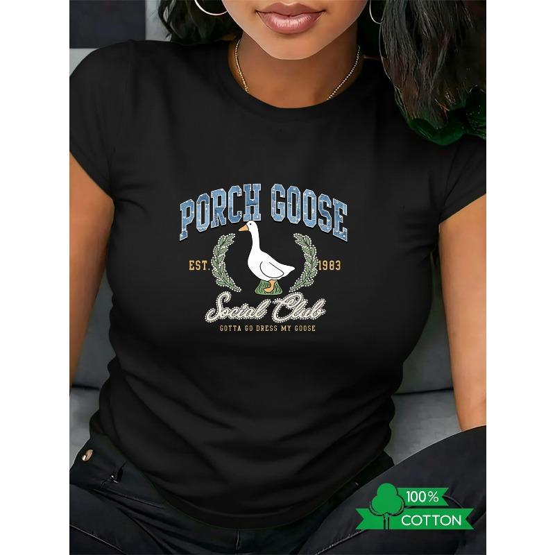 Fashionable Letter Anime Printed Women s Round Neck T-shirt with Simple Design, Comfortable and Breathable S чёрный