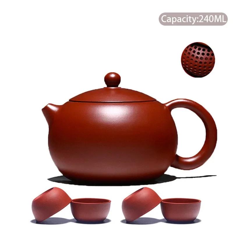 High-end Yixing Purple Clay Teapot Famous Handmade Ball Hole Filter Xishi Tea Pot Raw Ore Dahongpao Kettle Zisha Tea Set Gifts