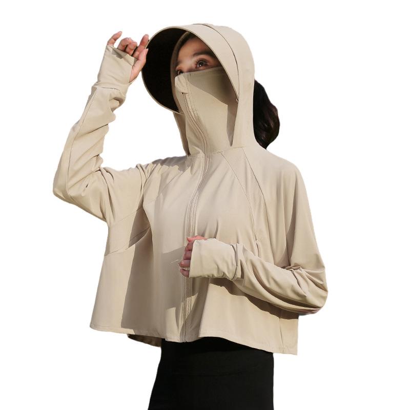 Women's Summer 2024 UV Protection Ice Silk Cycling Cardigan – Black Glue Original Yarn, Lightweight, and Breathable.