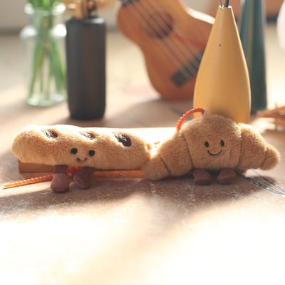 Roztomilý a vtipný croissant malý přívěsek plyšová hračka panenka francouzský chléb sáček závěsná dekorace klíčenka