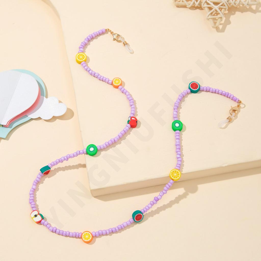 Candy Color Soft Pottery Mask Rope Glasses Chain, Colored Crystal Neck Mask Chain Anti-lost Glasses Rope