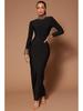 Luxury Beaded Round Neck Backless Bandage Dress - Slim Fit Bodycon Long Dress for Women