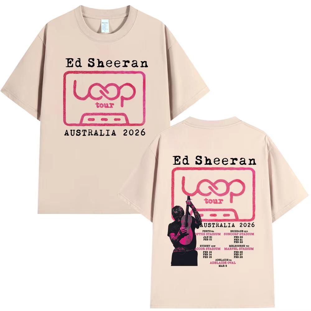 Ed Sheeran Loop Tour Australia Tour Merch T-shirt Men's Women Clothing Fashion Hip Hop Cotton Oversized T Shirts