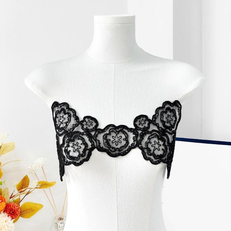 Sewing On Glitters Sequins Fabric Patches Mesh Fabric Applique Clothes Decoration For Costume Party Apparel Crafting