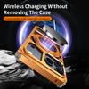 Orange Aluminium Alloy Metal Case For iPhone 17 Pro Max 16 15 14 Rotation Bracket Hollow Out Magnetic Metal Shockproof Cover
