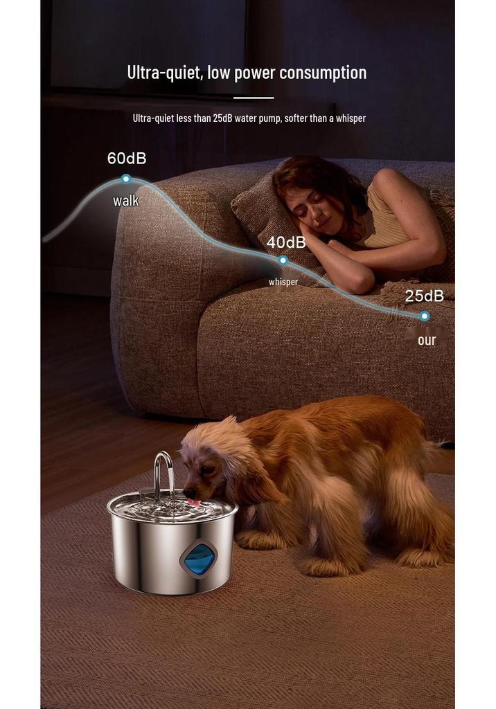 PetSmart 3.2L Stainless Steel Automatic Water Fountain & Feeder for Cats and Dogs