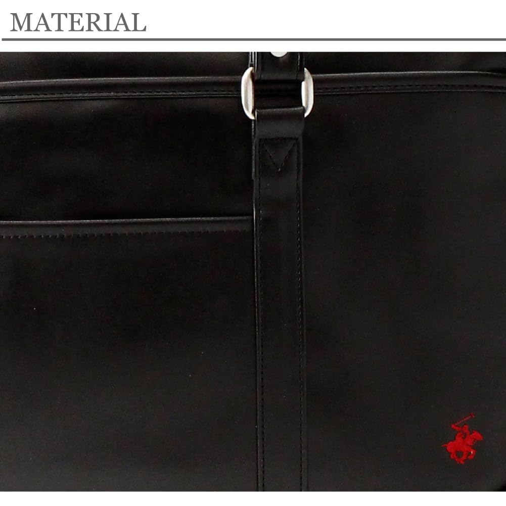 BEVERLY HILLS POLO CLUB Synthetic leather school bag Boston bag Brown Black High school girls boys Water repellent Pouch included bp002 (Cha [22])
