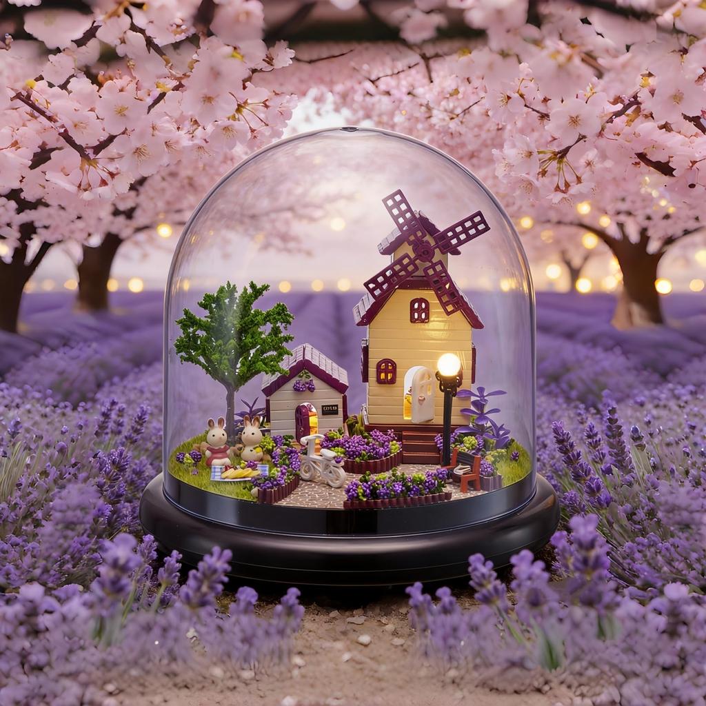 ZKEIZU DIY Miniature Dollhouse Wooden Handmade Model Kit Dome and LED Light (Plastic Included)